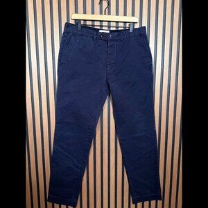 Officine Generale Chino Pants 34 x 32 Men’s Blue Navy Flat Front